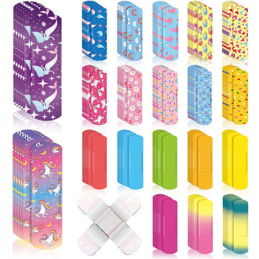 120 Pcs 20 Styles Kids Cartoon Bandages Bulk Flexible Adhesive Colorful Strips Waterproof Cute Bandages Comfortable Protection Care for Girls Boys Children Toddlers Cuts Scrapes Burns (Fresh Style)