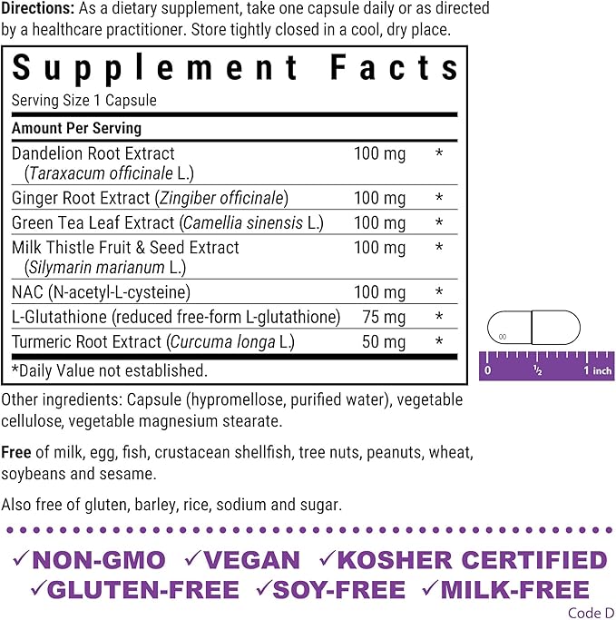 Bluebonnet Nutrition Liver Detox, Liver Health*, Antioxidant Protection*, Soy-Free, Gluten-Free, Kosher Certified, Non-GMO, Dairy-Free, 60 Vegetable Capsules, 60 Servings