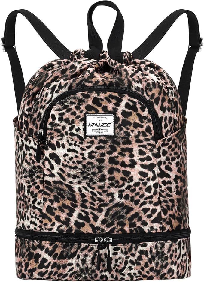 Dry Wet Drawstring Backpack with Shoe Compartment for Women Adjustable Gym Bag