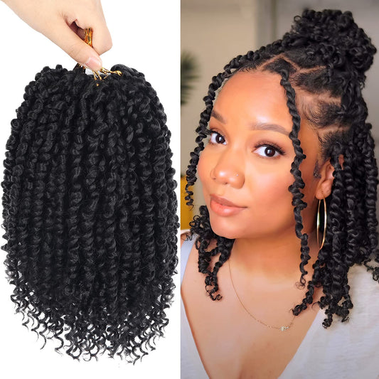 Bileaf 8 Packs Passion Twist Crochet Hair 10 Inch Pre-Twisted Short Crochet Passion Twist Hair, Pre Looped Passion Twist Crochet
