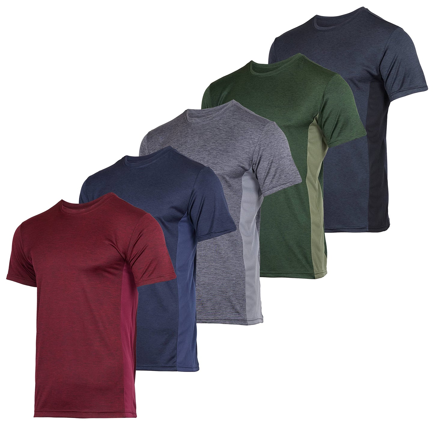 5 Pack Men’s Active Quick Dri Dry Fit Crew Neck T Shirts Athletic Running Gym Workout Short Sleeve Tee Tops Camisas Para Hombres Summer
