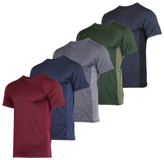 5 Pack Men’s Active Quick Dri Dry Fit Crew Neck T Shirts Athletic Running Gym Workout Short Sleeve Tee Tops Camisas Para Hombres Summer