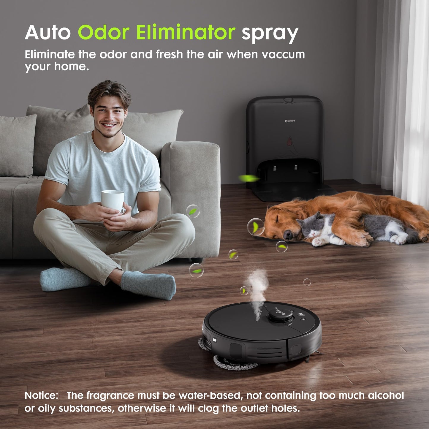 Robot Vacuum and Mop, V5 8500Pa Suction with Self-Emptying Dock, Pet Hair Tangle Cutter™, 75-Day Capacity, Cat Laser, Auto Lifting Mop, Robotic Vacuum Cleaner for Pet Hair, Hard Floors, Tile, Carpet