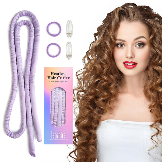 Lanzhire Heatless Curling Headband for Overnight Long and Short Hair Curls (Purple)