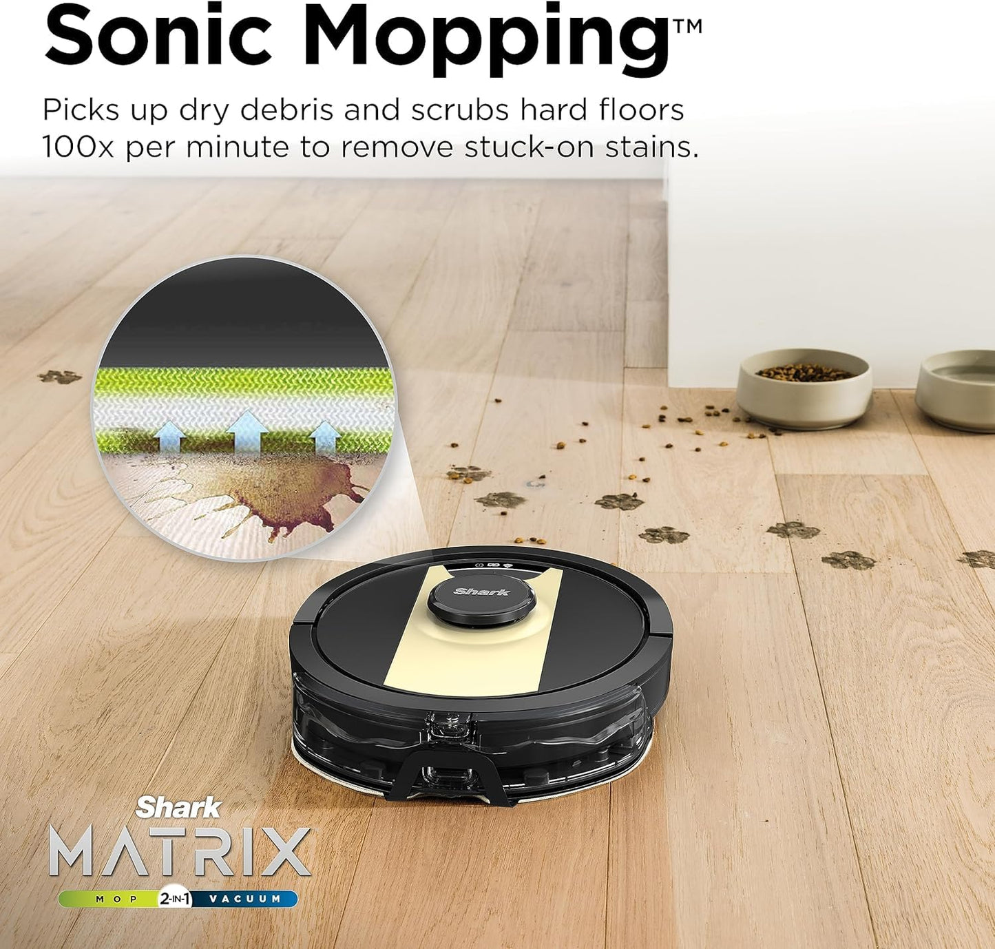SHARK Shark RV2410WD IQ 2-in-1 Robot Vacuum & Mop with Matrix Clean & Sonic Mopping, Perfect for Pet Hair, Carpets, Hard Floors, Compatible with Alexa, Black/Gold, No Self-Empty Base (Renewed)