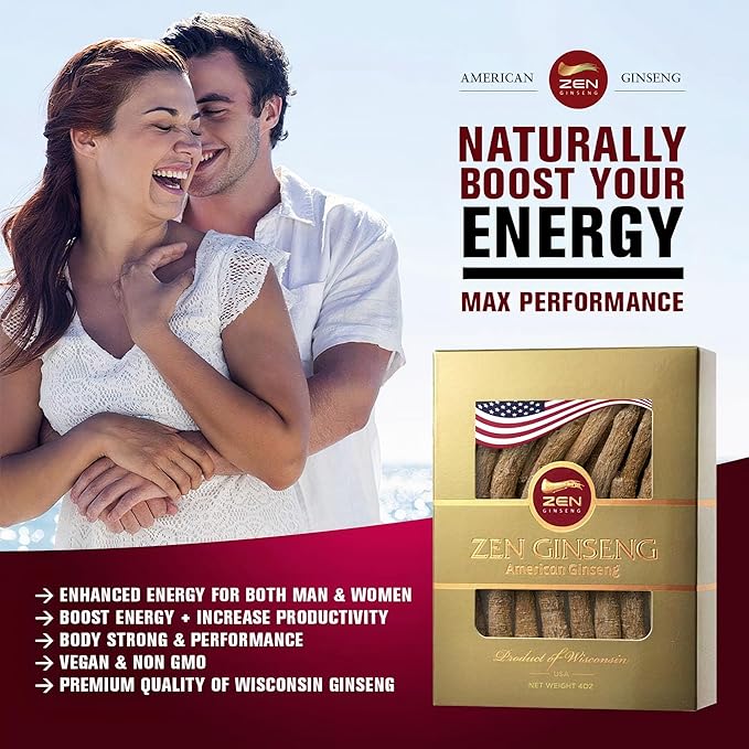 1 Box of American Wisconsin Ginseng — Small Long Root - Premium Quality Panax Ginseng. Boosts Body Immunity, Energy for Men & Women (4oz)
