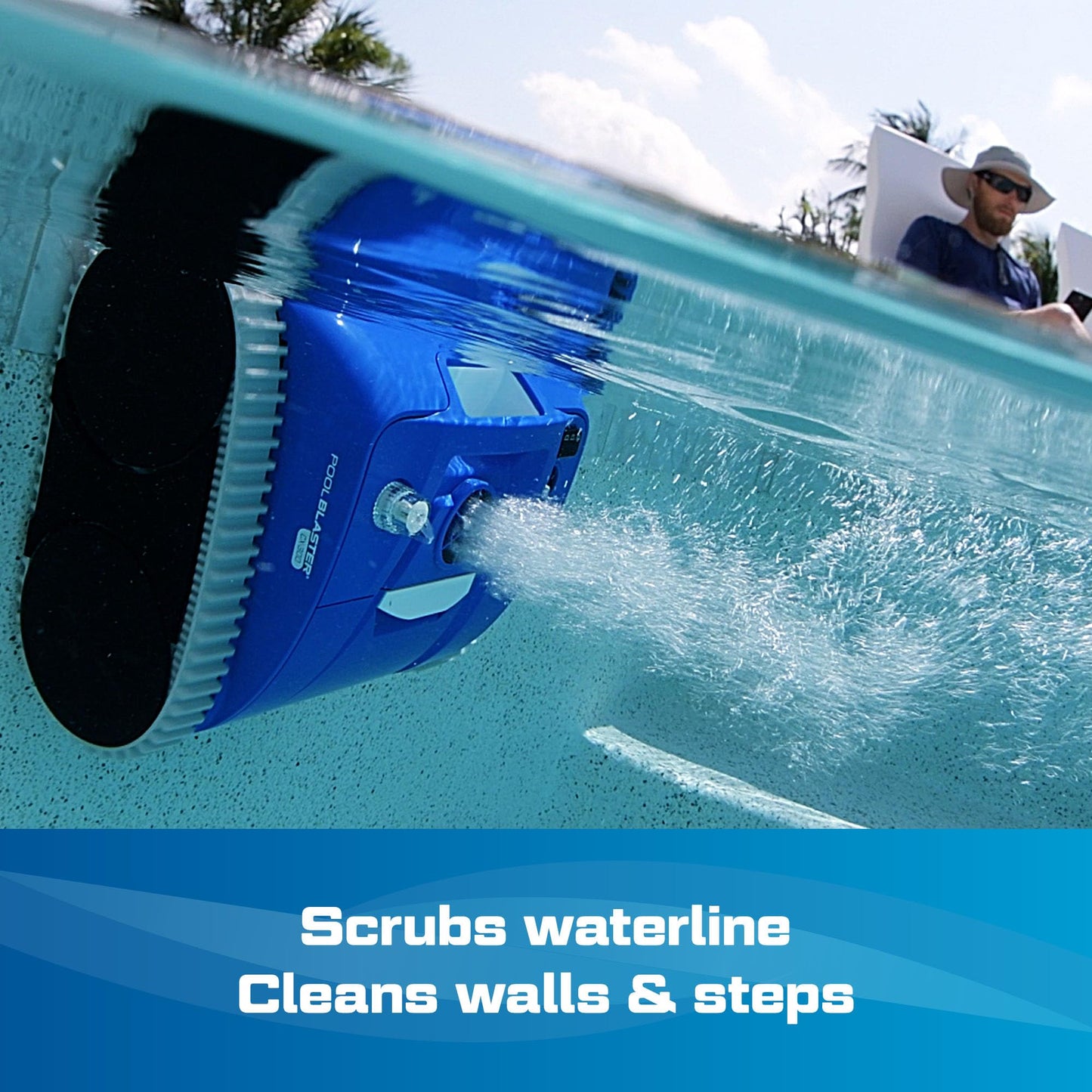 (All-New 2025) POOL BLASTER CX-300 Cordless Robotic Pool Cleaner for Smaller Inground & Above Ground Pools, 2.5 Hr Runtime, Wall Climbing, Smart Navigation, Rechargeable, Lightweight Robot Pool Vacuum