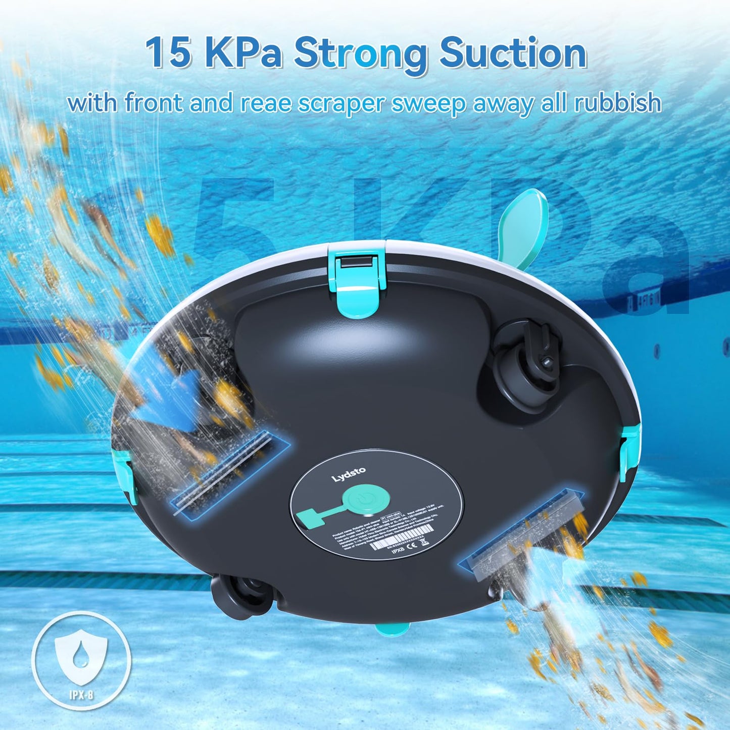 Cordless Robotic Pool Cleaner, Automatic Above Ground Pool Vacuum with 70 Mins Runtime, 15KPa Powerful Suction, Self-Parking, Lightweight, Ideal for Above-Ground Flat Pools up to 38 Feet, Green