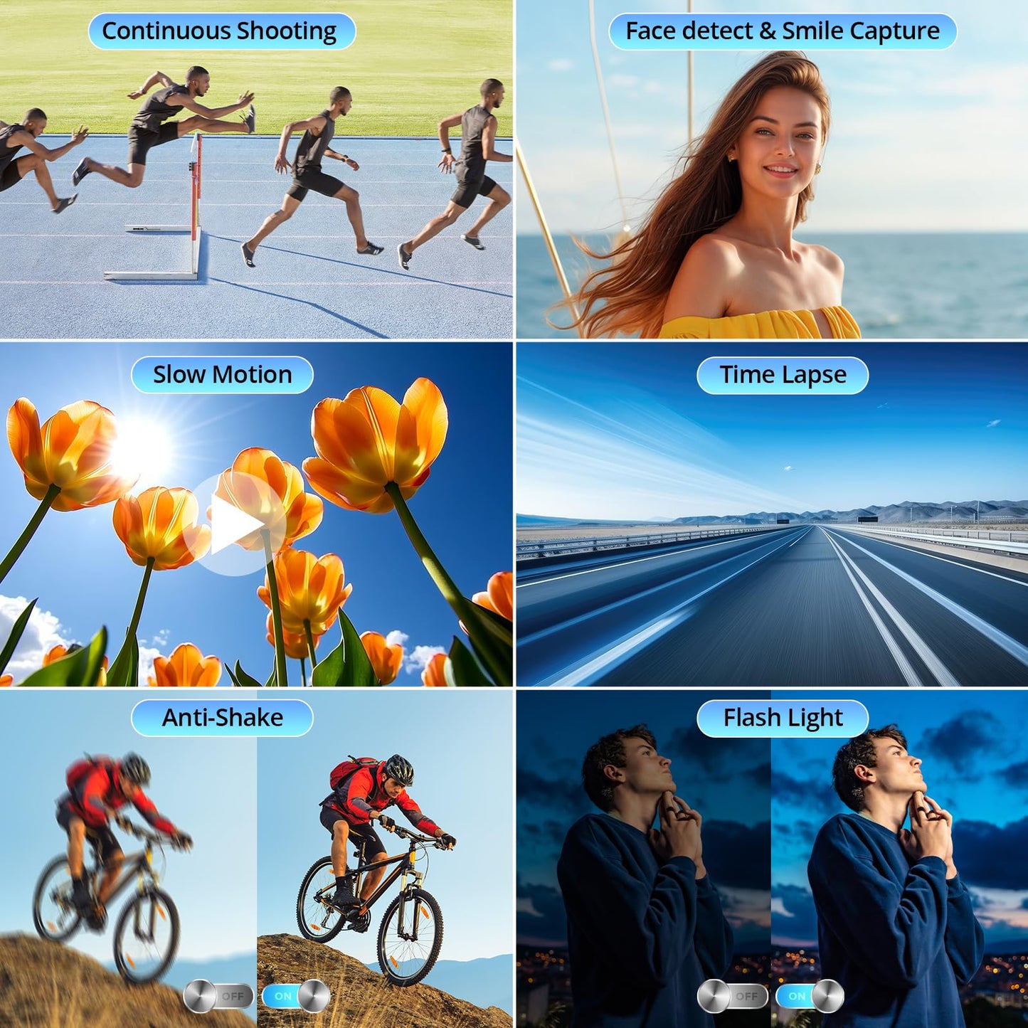 4K Digital Camera for Photography and Video, Autofocus 48MP Vlogging Camera for YouTube with 3'' 180°Flip Screen 16X Zoom Compact Travel Cameras with SD Card, 2 Batteries, Anti-Shake, Flash (Black)