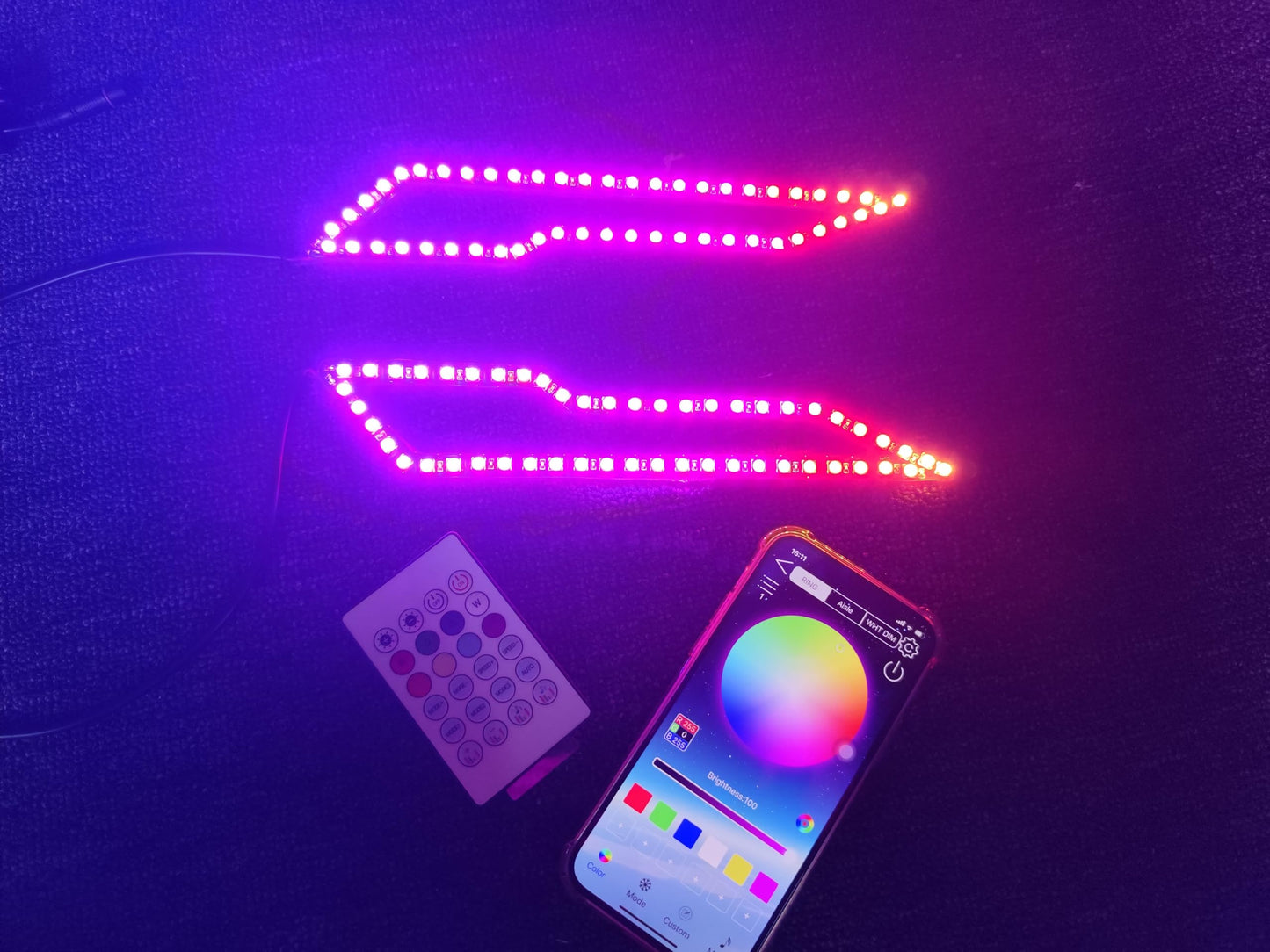 2PCS RGB Dream Color Chasing LED Halo Rings Kit - Angel Eyes Lights with Bluetooth & Remote, Fits 2020-2024 Polaris Slingshot Lower Overlay Lighting Off-Road Attracive Eyes