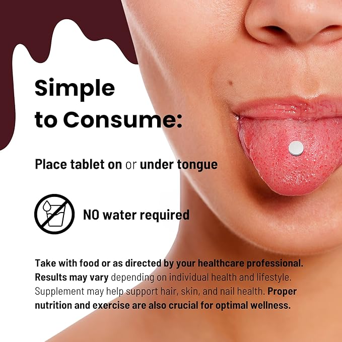 Biotin 500 mcg I Supports Healthy Hair, Nail & Skin I 60 Melting Tablets - 1 Pack I Cherry Flavor