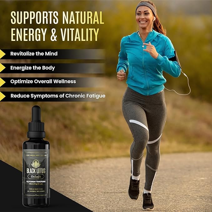 Black Lotus Pure Shilajit Resin Liquid Tincture, 50ml, 100% Pure Natural Shilajit for Men & Women with Amino Acids, 175mg Fulvic Acid, 85 Ionic Trace Minerals, for Immune Support, Focus, Energy