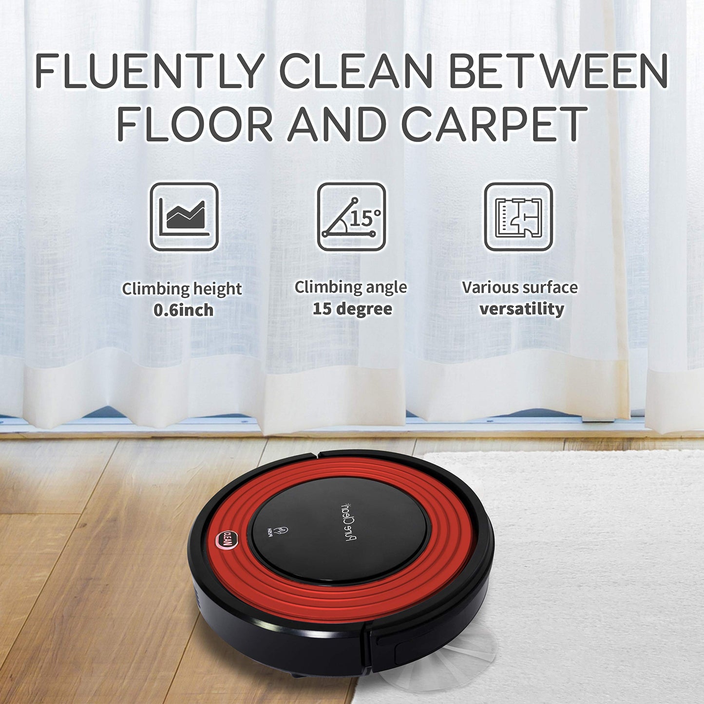 SereneLife Robot Vacuum Cleaner and Dock - 1500pa Suction Scheduling Activation and Charging Dock - Robotic Home Cleaning for Carpet Hardwood Floor Pet Hair & Allergies Friendly - Pure Clean PUCRC95.8