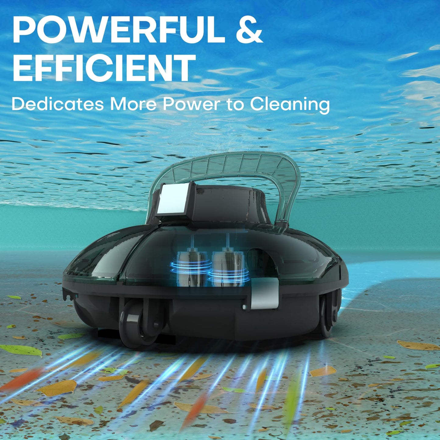 Cordless Robotic Pool Cleaner,Powerful Suction & Dual-Layer Filtration Automatic Vacuum for Above-Ground Pools up to 645 Sq. Ft, Lightweight, Self-Parking
