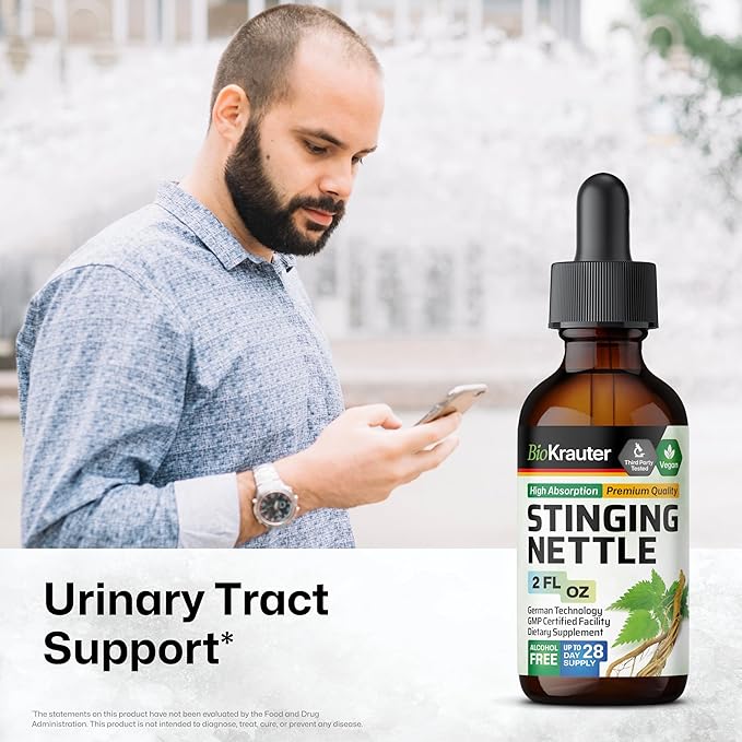 BIO KRAUTER Stinging Nettle Tincture - Nettle Root Extract Liquid - Urinary Support Supplement - Urtica Dioica Natural Extract - Vegan, Sugar & Alcohol Free Drops 2 Fl.Oz.