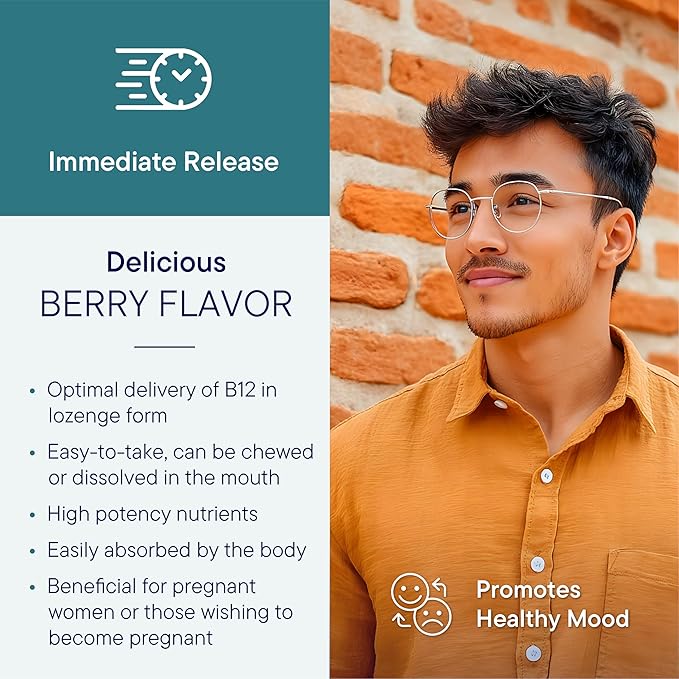 Biotics Research B12-2000™ Vitamin B12 2000 mcg, B6, Folate Supplement - Supplies high Potency Level of B6, B12 Vitamins and folate - Natural, Delicious Berry Flavor, Dissolves Easily -60 Lozenges