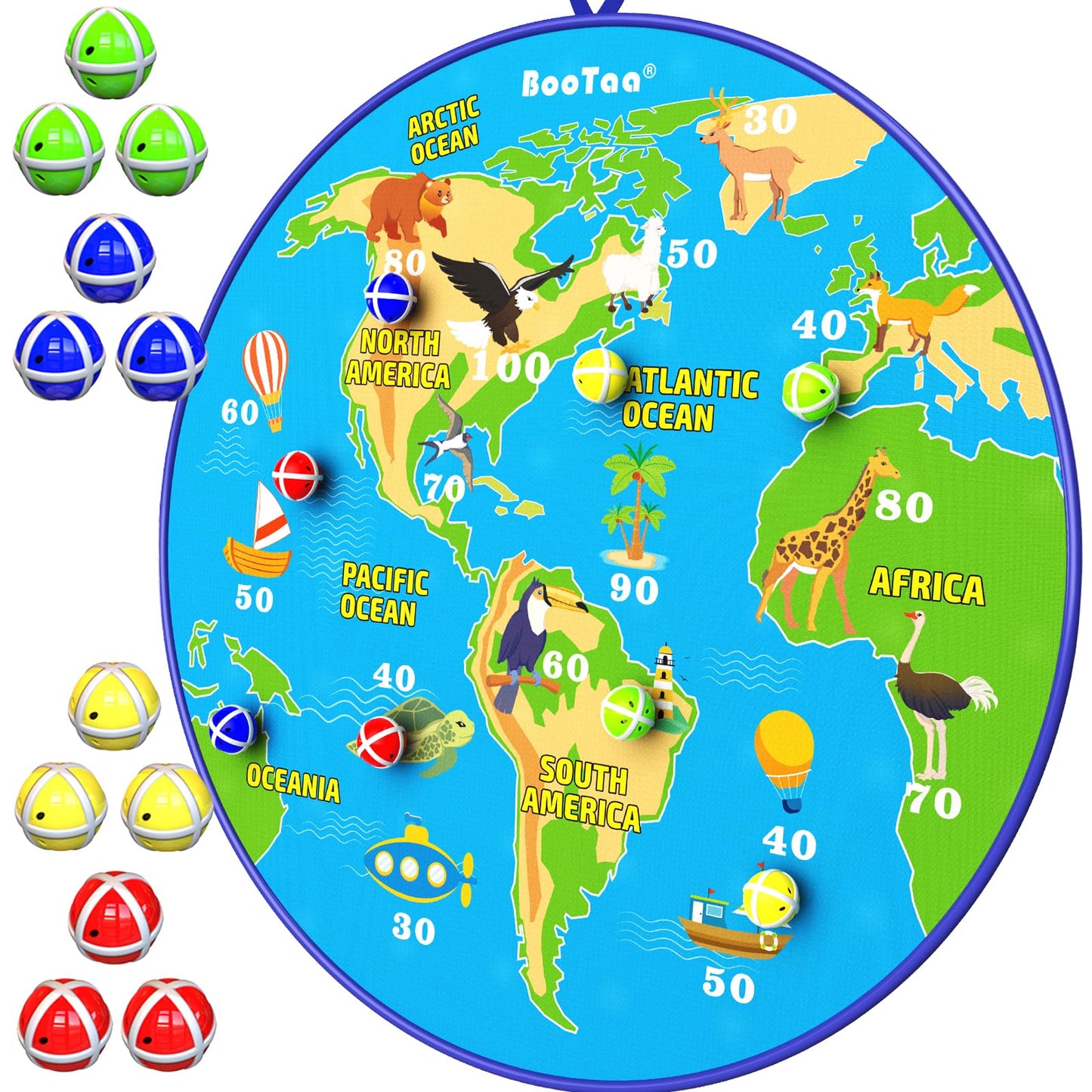 29" Large Dart Board for Kids, BooTaa Kids Dart Board with 12 Sticky Balls, Boys Toys, Indoor/Sport Outdoor Fun Party Play Game Toys, Birthday Gifts for 3 4 5 6 7 8 9 10 11 12 Year Old Boys Girls