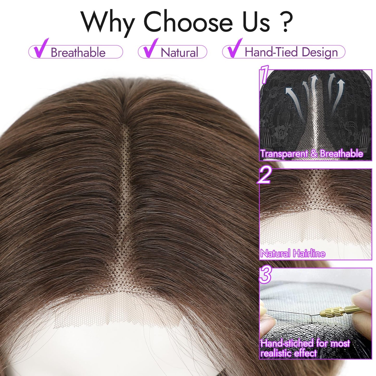 Eawwii Brown to Platinum Blonde Short Wavy Wig for Women Lace Hairline Bob Style Synthetic Heat Resistant - Natural Appearance for Everyday Hairstyle 14 Inch