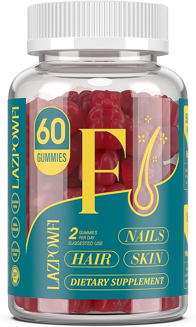 Biotin Gummies for Hair, Skin and Nails - Hair Vitamins for Men & Women, 10,000mcg Max Strength Vitamin B7 for Hair Growth and Stronger Nails,60 Counts - Cranberry Falvor-87