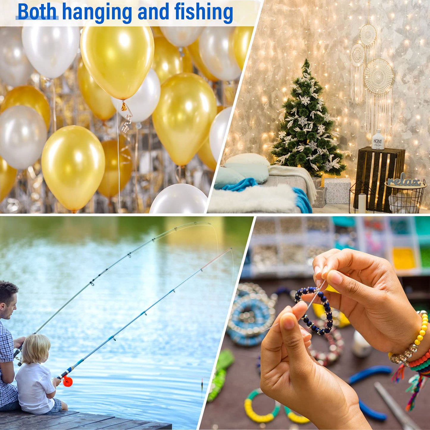 Clear Fishing Wire, Acejoz 656FT Fishing Line Clear Invisible Hanging Wire Strong Nylon String Supports 40 Pounds for Balloon Garland Hanging Decorations. (0.55mm, 460ft, 48LB)…