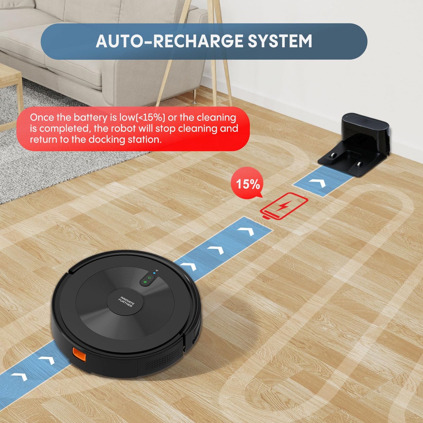 Robot Vacuum and Mop Combo: Robotic Vacuums 120 Mins Runtime & Alexa/APP Remote Control & Schedule Cleaning & Self-Charging, Slim Robot Vacuum Cleaner for Home Hard Floor, Low-Pile Carpet, Pet Hair