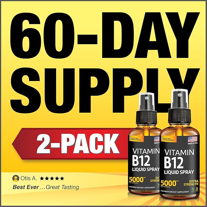 (2 Pack) - Liquid B12 Spray - Vitamin B12 Sublingual - Vegan B12 Vitamin Spray - Methylcobalamin Vitamin B12 Liquid Boosts Energy & Mood - Gluten-Free & Non-GMO - B 12 Drops Waste Money - Find Out Why