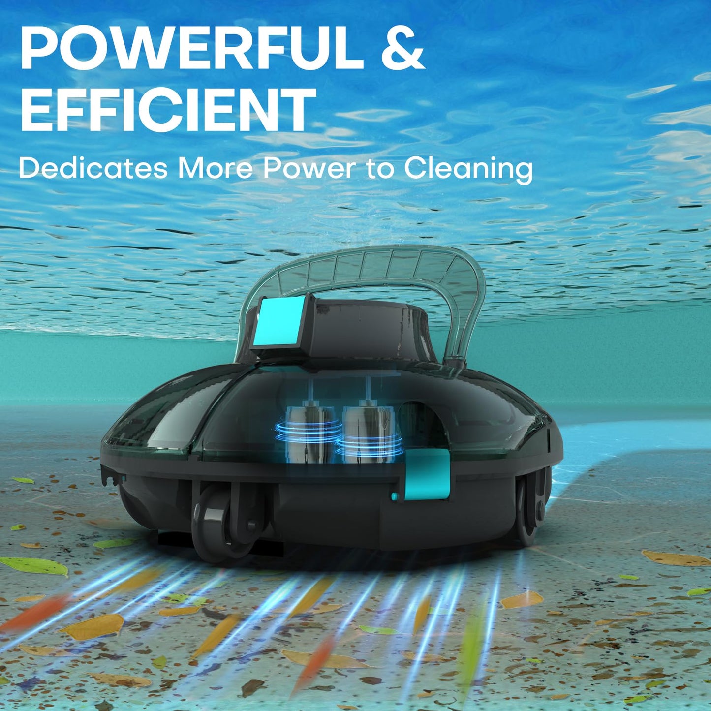 (2025 Upgrade) Cordless Robotic Pool Cleaner, Lasts 75 Min, Automatic Vacuum for Above-Ground Pools up to 645 Sq.ft,Portable, Self-Parking,Transparent Green