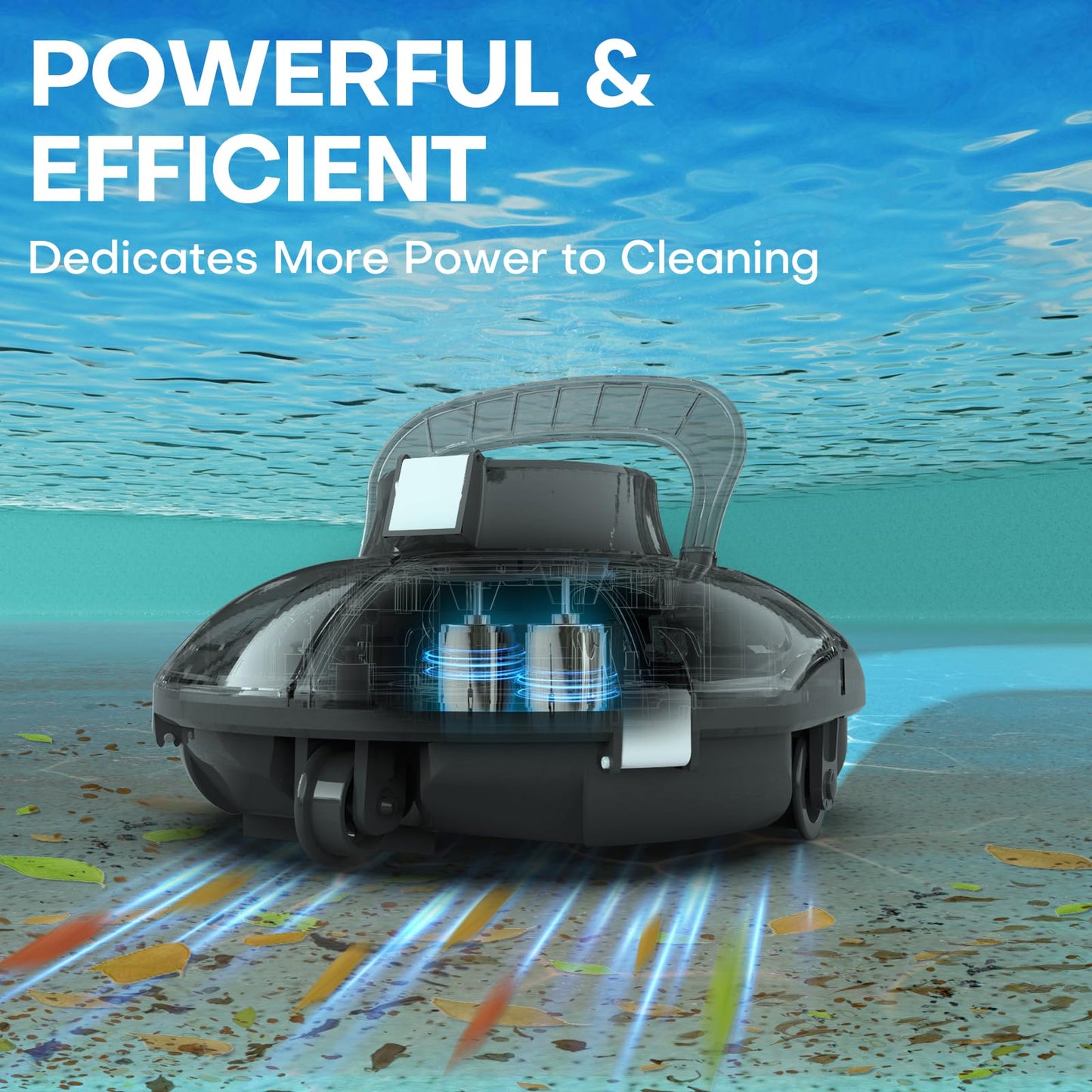 Cordless Robotic Pool Vacuum, Self-Parking Technology, Portable, Ideal for Above-Ground Flat Pool up to 645 Sq. Ft