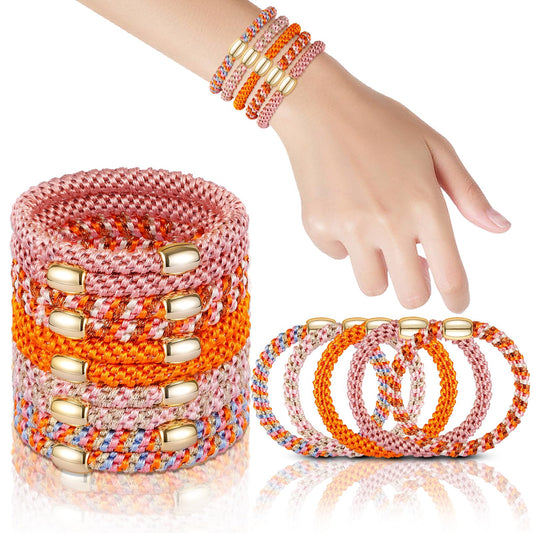 FORENEE Hair Ties No Damage - 10PCS Ponytail Holders - Elastic Hair Ties for Thick Hair - Braided Hair Bands for Women Girls's Hair - Persimmon Orange