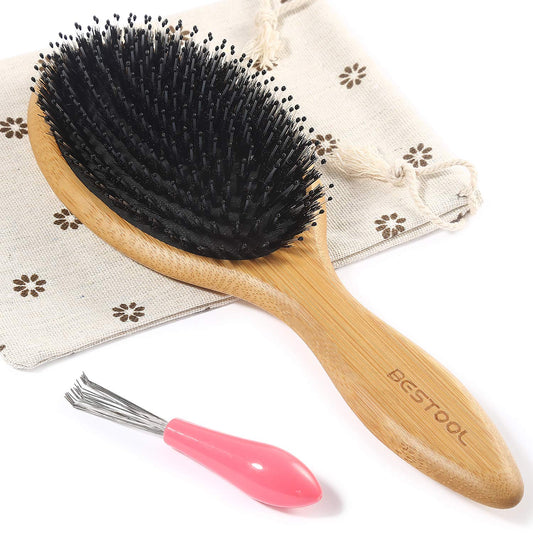 BESTOOL Hair Brush, Boar Bristle Hair Brushes for Women men Kid, Boar & Nylon Bristle Brush for Wet/Dry Hair Smoothing Massaging Detangling, Everyday Brush Enhance Shine & Health Natural