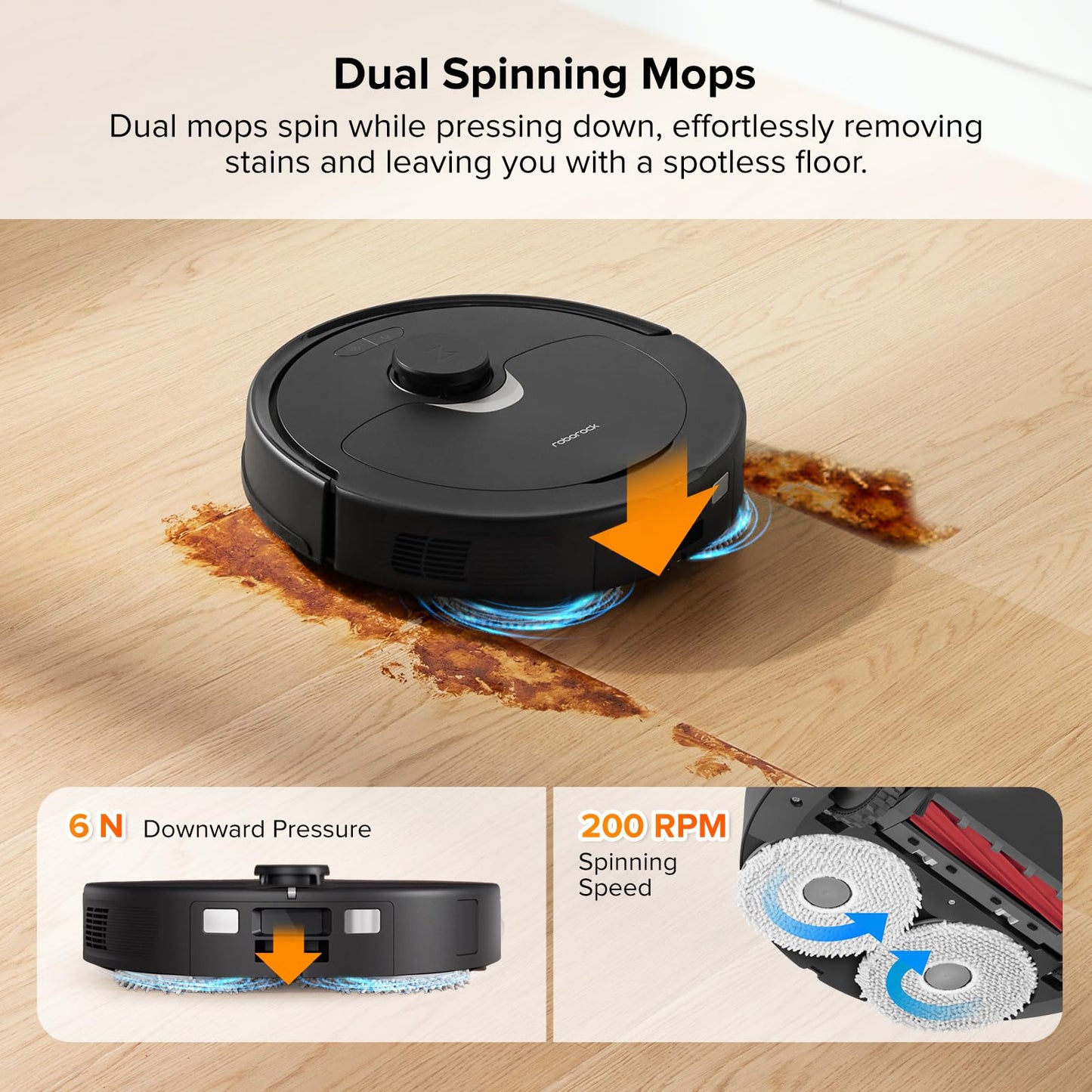 Roborock Qrevo 2R3W Robot Vacuum and Mop, Auto-Drying, Auto Mop Washing, Dual Spinning Mops, Auto Mop Lifting, Self-Refilling, Self-Emptying, Reactive Tech Obstacle Avoidance, 5500Pa Suction, Black