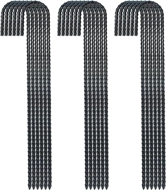 16 Inch Ground Rebar Stakes, J Hook Extra Heavy Duty Rust Proof Coated Steel Ground Anchors with Chisel Point End for Camping Tent and Canopy Tent (8)