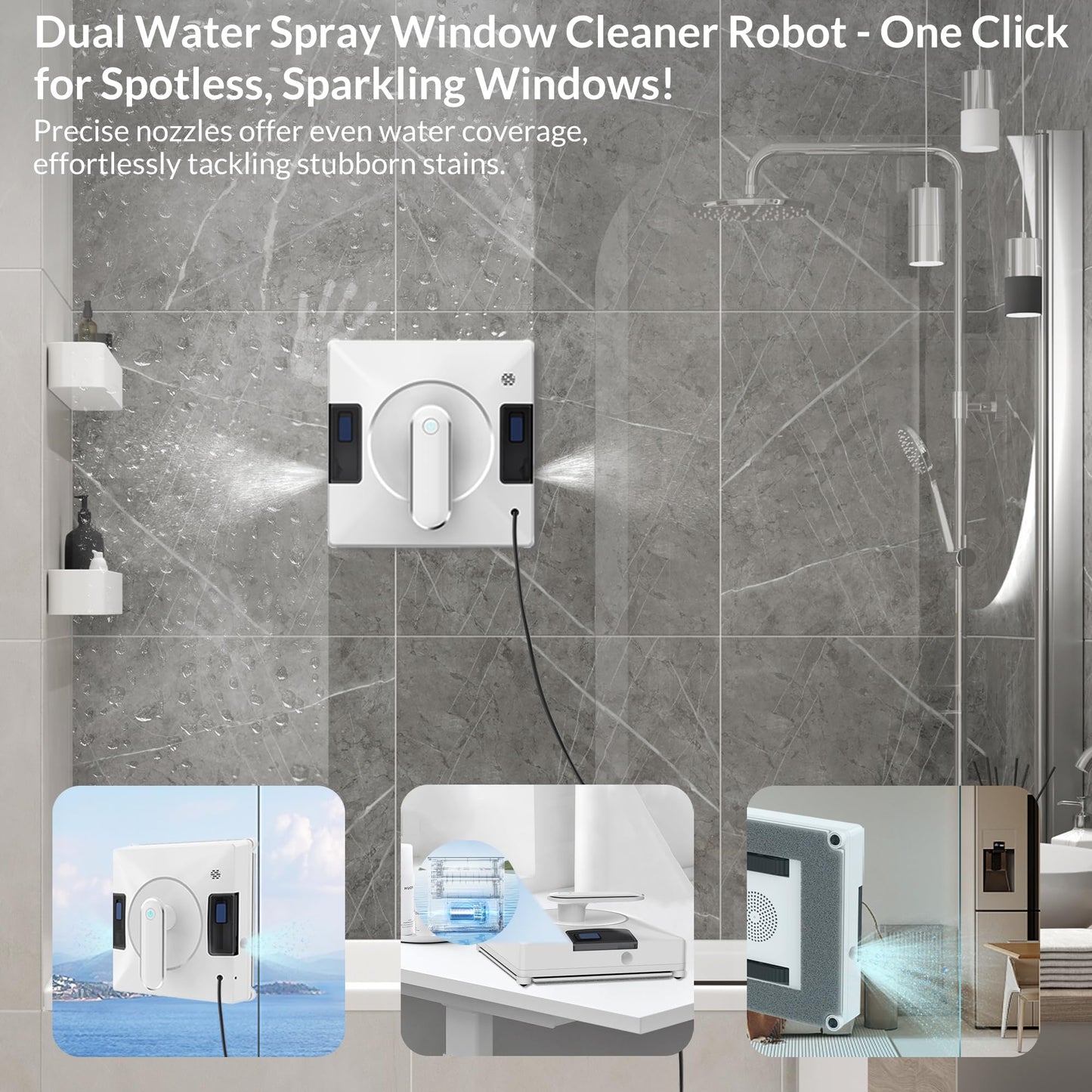 Smart Window Cleaning Robot With Dual Water Spray,3800pa Suction, Multiple Anti - Fall Protection,AI Path Planning,App & Remote Control,Ideal Window Washer Robot For High-Rise Windows And Glass Doors