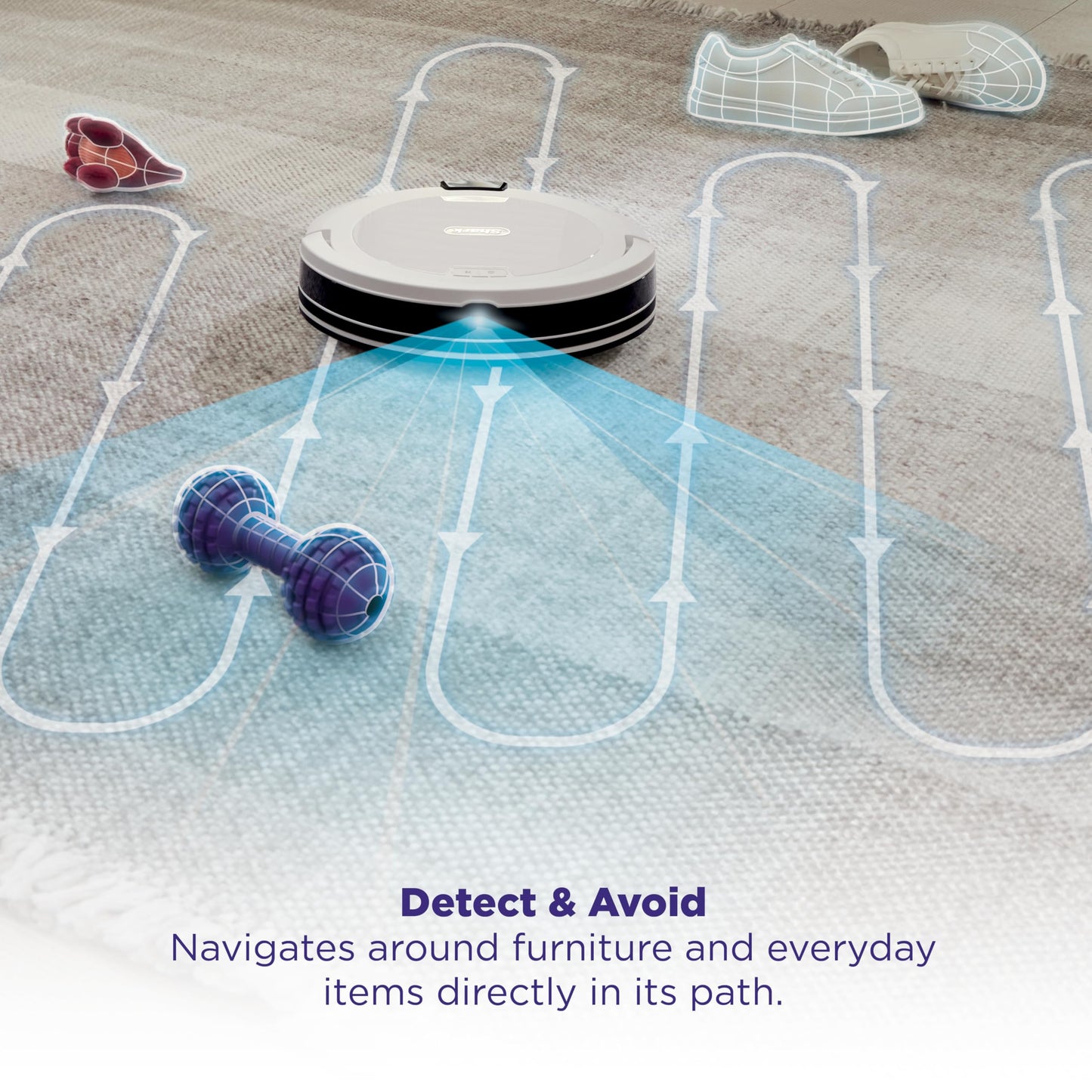 Shark Navigator Robot Vacuum with Bagless 30-Day Capacity Self-Empty Base, Powerful Suction, SmartPath Navigation, Self-Cleaning Brushroll, for Carpets & Hard Floors, White, AV2110S