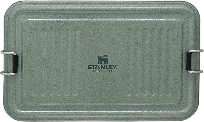 STANLEY Classic Legendary Useful Box 1.25 qt | Metal Snack and Lunch Box | Durable Stainless Steel Travel Food Storage Container | Hiking, Camping, School, or Work | BPA-Free | Hammertone Green