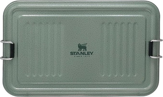 STANLEY Classic Legendary Useful Box 1.25 qt | Metal Snack and Lunch Box | Durable Stainless Steel Travel Food Storage Container | Hiking, Camping, School, or Work | BPA-Free | Hammertone Green