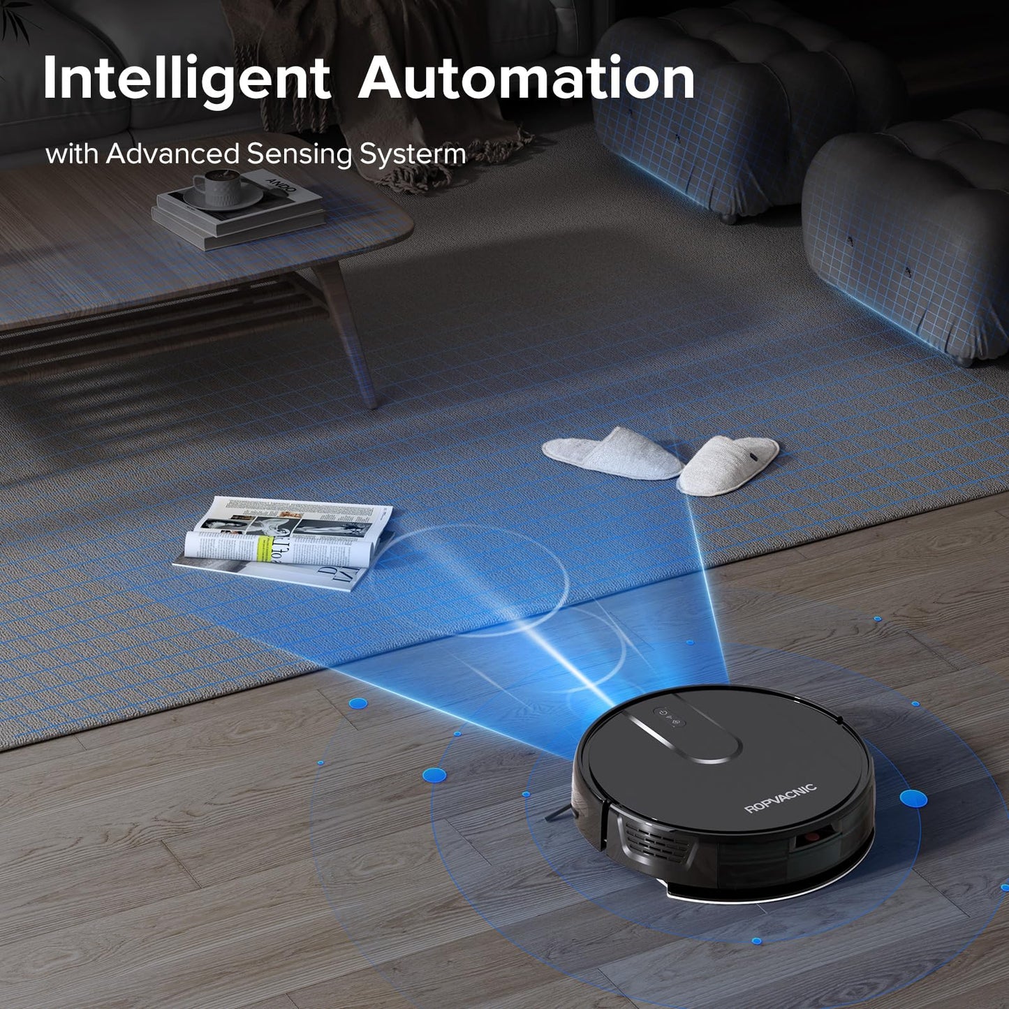 ROPVACNIC Robot Vacuum Cleaner Robot Vacuum and Mop Combo with 4000Pa Suction, Personalized Cleaning Adjustments, Self-Charging Robotic Vacuum Cleaner, Advanced Obstacle Avoidance