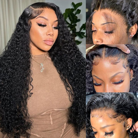 Ysxbui Deep Wave Lace Front Wigs Human Hair 13X4 Hd Transparent Lace Frontal Curly Wigs For Women Human Hair 180% Density Gluele
