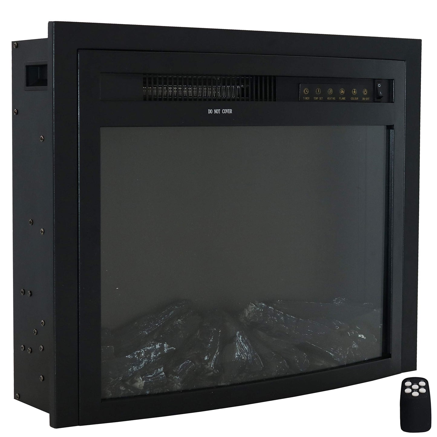 Sunnydaze Black Contemporary Indoor Electric Fireplace Insert - Wall Mount Electric Fireplace Heater with 9 Color Options - 23-Inch