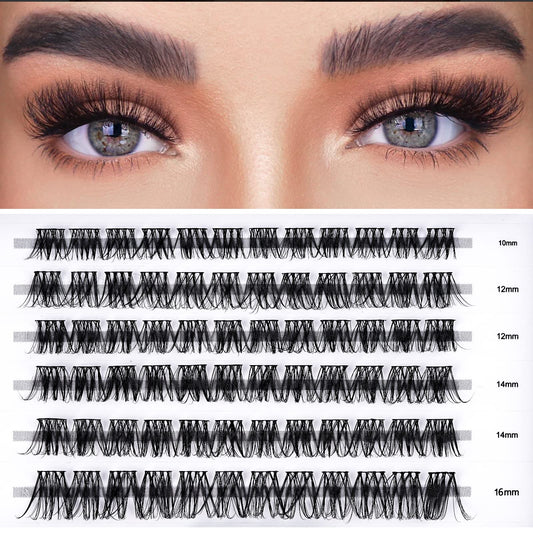 LANKIZ D Curl Individual Lashes, 72pcs DIY Lash Extensions, 10/12/14/16mm Mix Length Soft & Natural Cluster Eyelash Extensions
