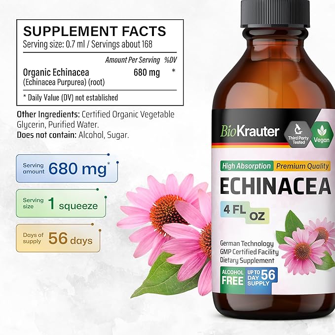 BIO KRAUTER Echinacea Tincture 4 Fl. Oz. & Cilantro Tincture 4 Fl. Oz.