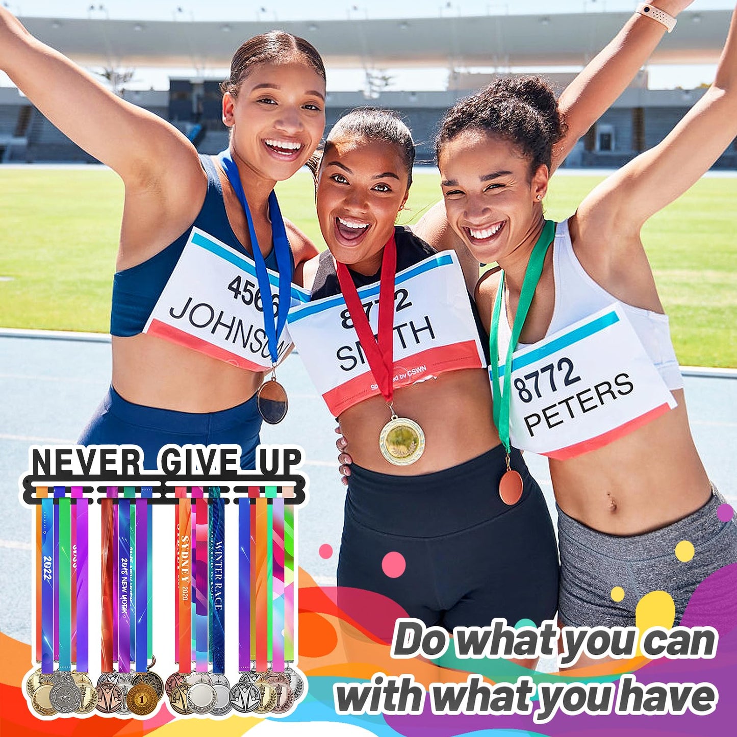 Biggun Medal Display Hanger- Easy to Install Sports Medal Holder, Sturdy Rack Shelf for Over 40 Running Race Wrestling Medals