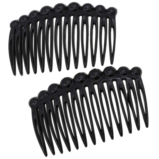 Camila Paris CP2869/2 French Hair Side Comb Small Rounded, Black French Twist Hair Combs Decorative, Strong Hold Hair Clips for Women Bun Chignon Up-Do Styling Girls Hair Accessories, Made in France