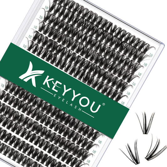 Lash Clusters 300Pcs Individual Lashes 50D 0.07D Curl 18Mm Diy Eyelash Extension Keyyou Large Tray Volume Soft&Natural Cluster L