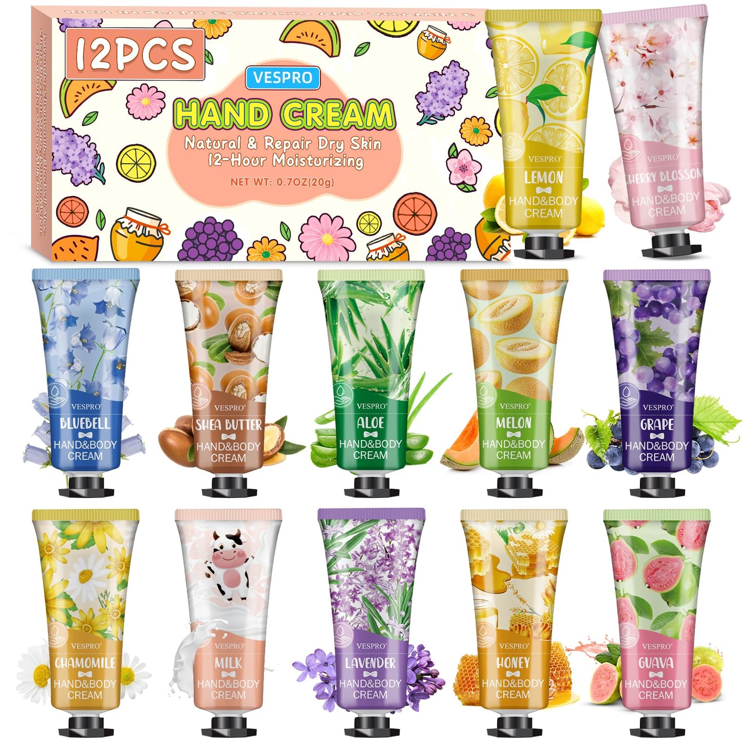 12 Pack Easter Basket Stuffers Hand Cream Set For Women, Mothers Day Gifts, Bulk Hand Lotion Travel Size for Dry Cracked Hands, Mini Hand Lotion for Teacher Appreciation Gifts and Nurses Week Gifts