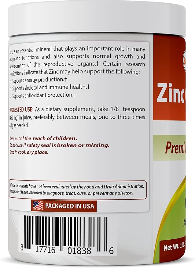 Best Naturals Zinc Gluconate Pure Powder 1 Pound