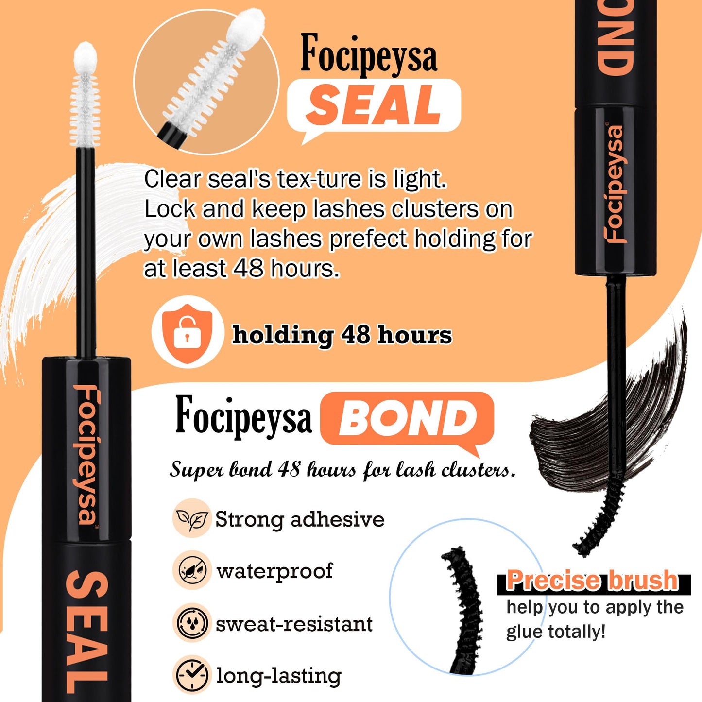 Focipeysa Thick Lash Extension Kit Fluffy Lash Clusters 40P Eyelash Extension Kit DIY Lash Extension Kit with Bond and Seal Glue, Lash Applicator DIY at Home for Beginner (40P 10-18MM)