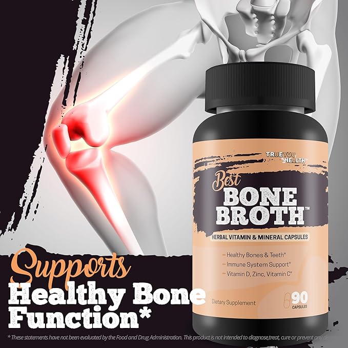 Best Bone Broth Capsules - Bone Health & Immunity Supplement - Bone Broth Powder Alternative Capsules - Bone Health Supplements Women Over 50 & Bone Health Supplements for Men - Vitamin D Bone Health