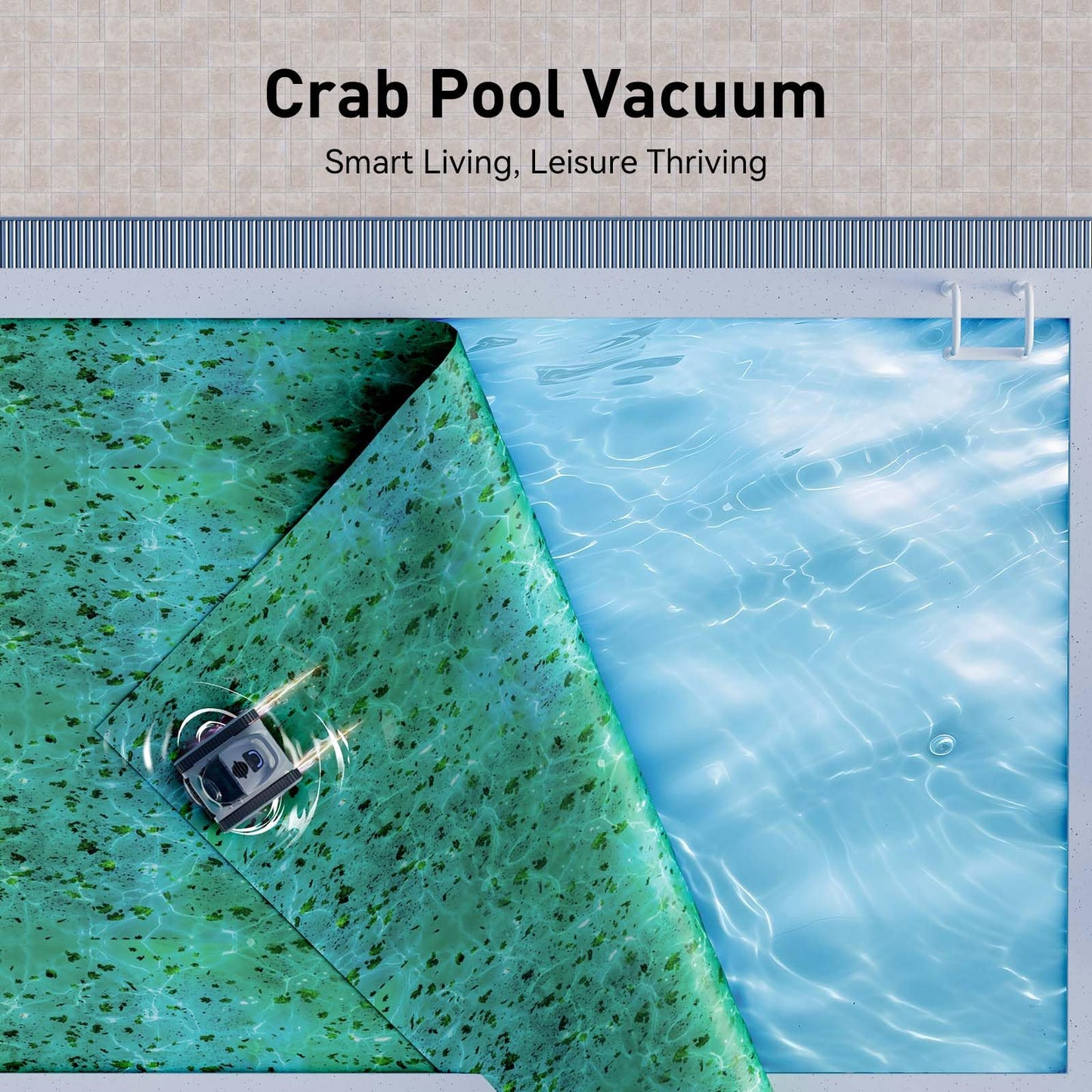 Pool Vacuum for Above Ground Pool Up to 2000 Sq.ft, Pool Vacuum for Inground Pools Lasts Up to 150 Mins, Dual Brushes for Superior Cleaning, Pool Cleaner for Wall, Floor and Auto Mode