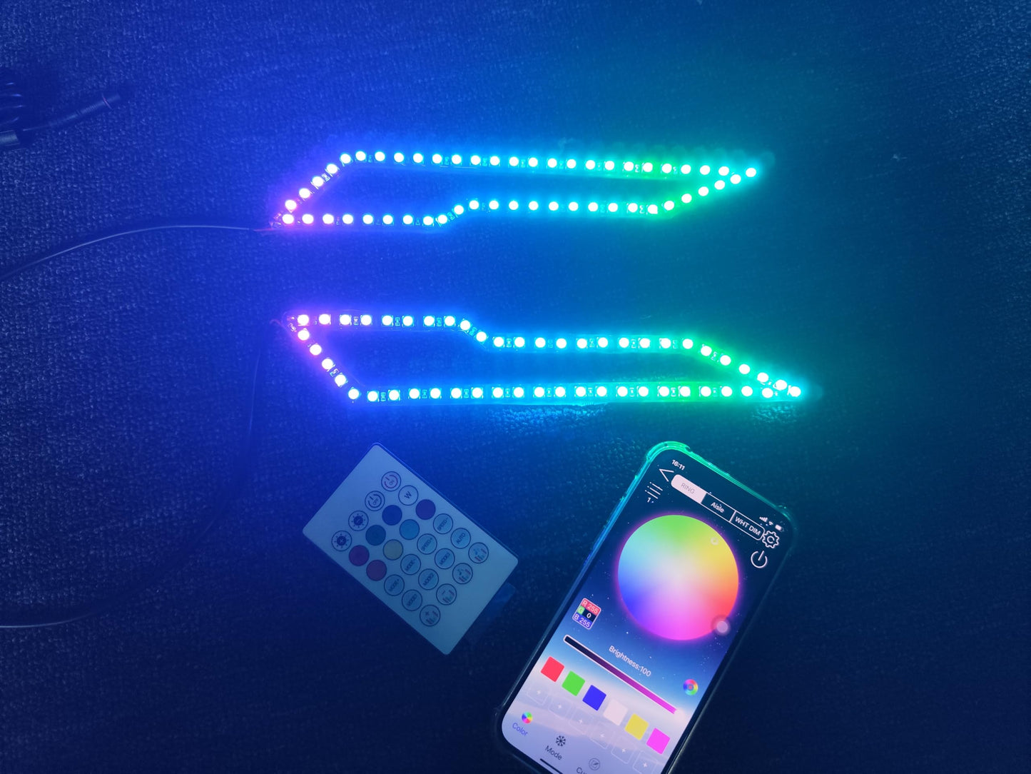 2PCS RGB Dream Color Chasing LED Halo Rings Kit - Angel Eyes Lights with Bluetooth & Remote, Fits 2020-2024 Polaris Slingshot Lower Overlay Lighting Off-Road Attracive Eyes